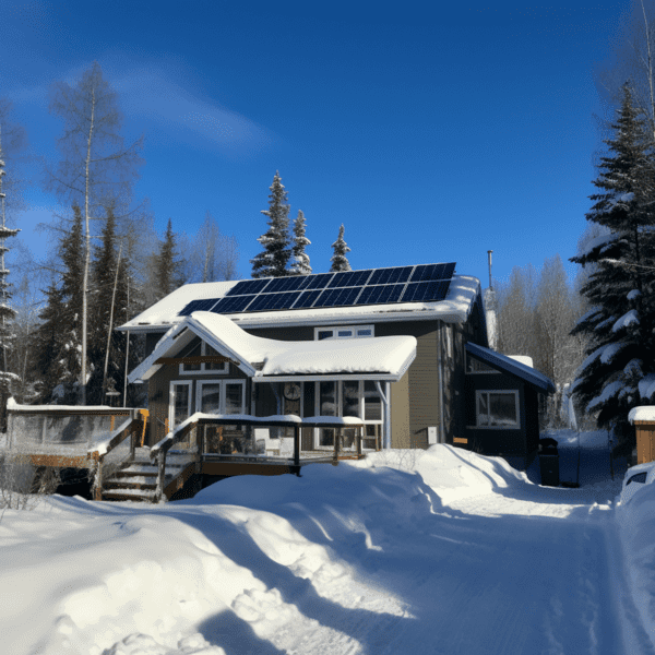 Prince George Home with Solar Panels in Winter