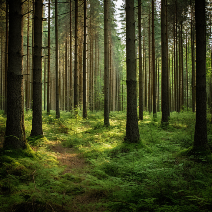 forested area green floor sunny day