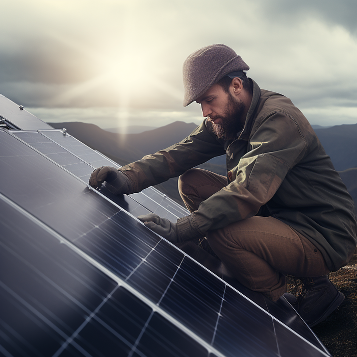 Inspecting a solar panel in Kamloops